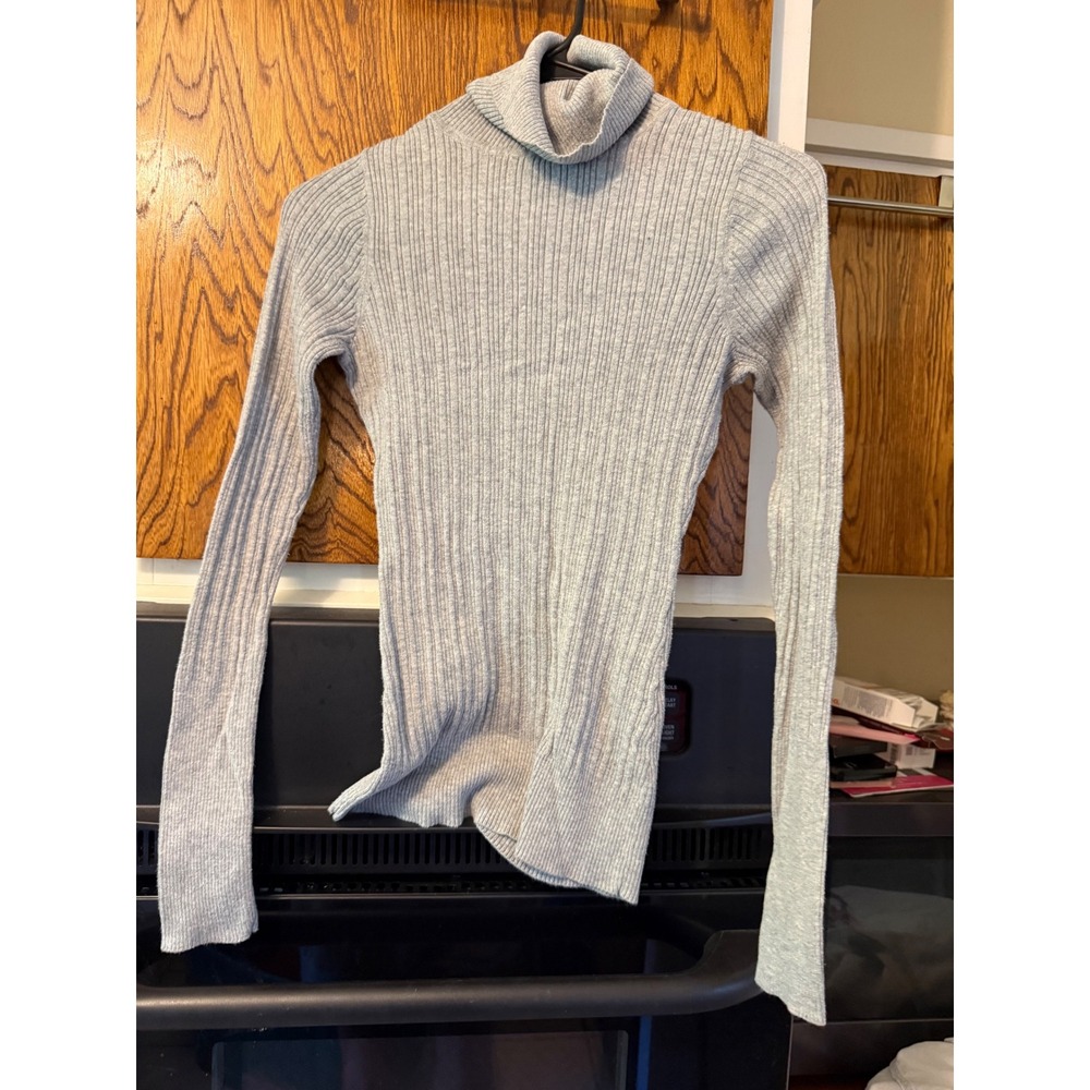 Red Camel Womens Gray Ribbed Turtleneck Sweater 100% Cotton XL Long Sleeve